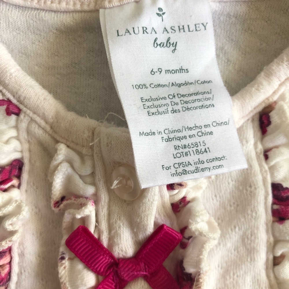 Laura Ashley cotton floral baby cardigan & pants set size 6-9 months (0) - Picture 5 of 6